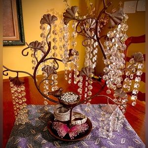 Weeping Willow Bronze Metal Crystal Jewelry Organizer